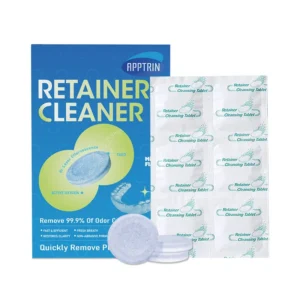 Retainer Cleaning Tablets 120 Count - Effervescent Denture Cleanser for Aligners, Mouthguards, and Orthodontic Appliances