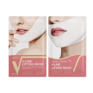 V-Line Lifting Mask for Double Chin Reduction and Face Slimming, APPTI Hydrogel Firming Mask with Collagen and Centella, 6 Pcs/Box